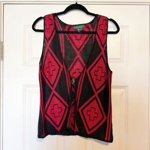 Lauren Ralph Lauren vintage rare south western linen vest